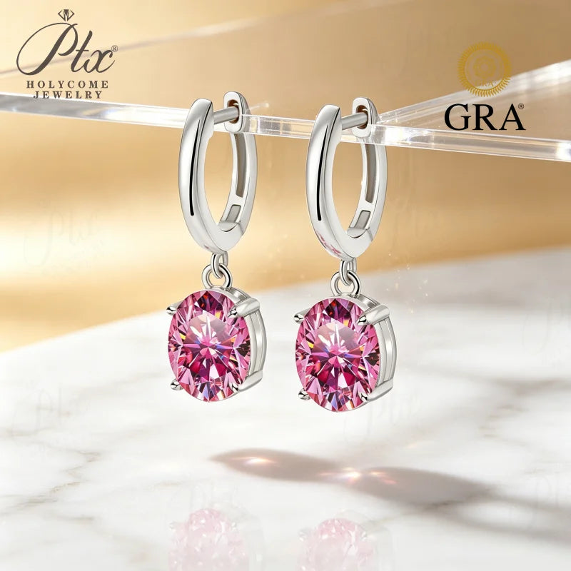24ct Round Moissanite Stud Earrings D Color VVS1 925 Sterling Silver GRA - Image 6