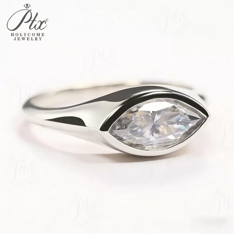 2ct Marquise Moissanite Ring D Color VVS1 14K Gold Plated GRA - Image 2