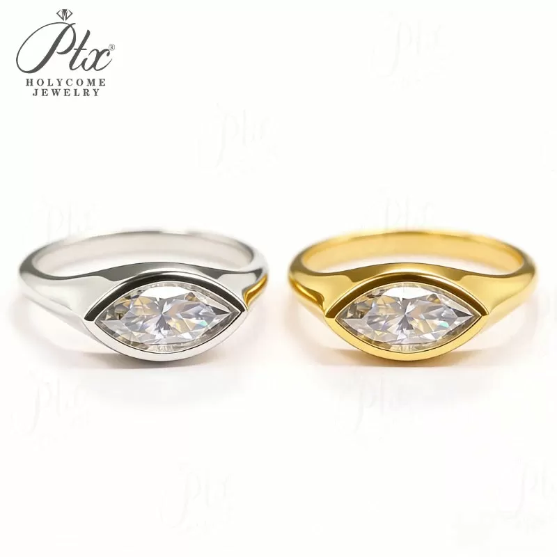 2ct Marquise Moissanite Ring D Color VVS1 14K Gold Plated GRA - Image 7