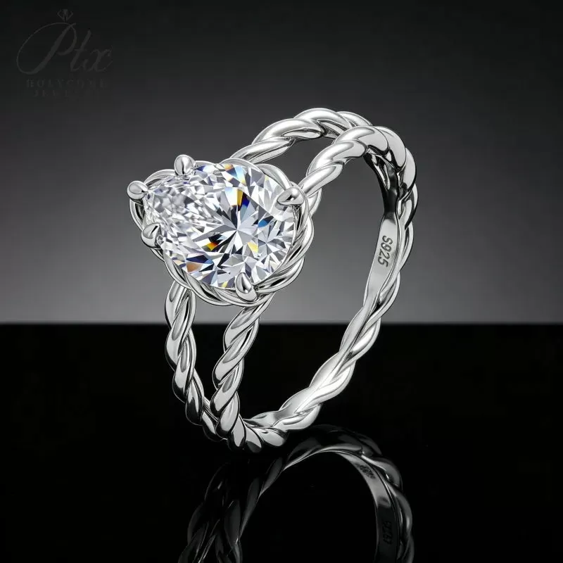 2ct Round Moissanite Ring D Color VVS1 925 Sterling Silver GRA