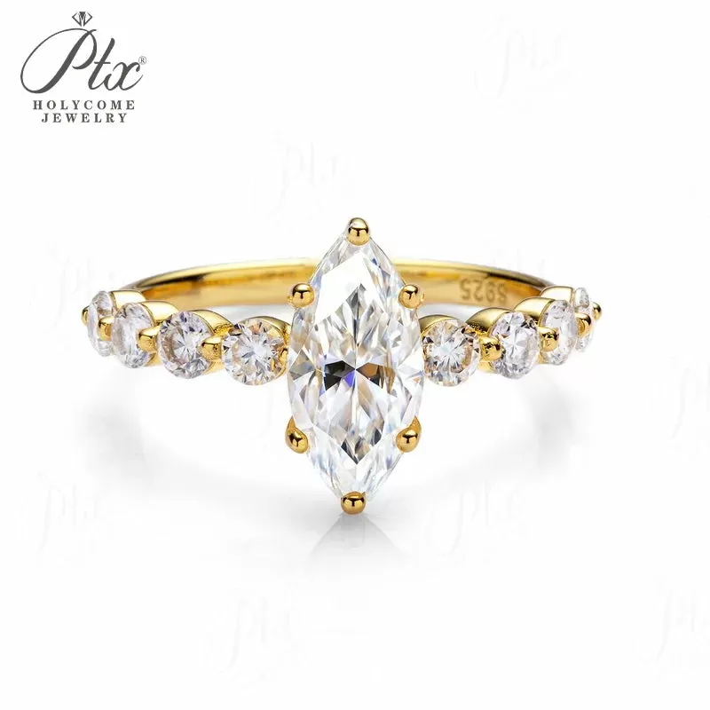 2ct Marquise Moissanite Ring D Color VVS1 925 Sterling Silver GRA - Image 7