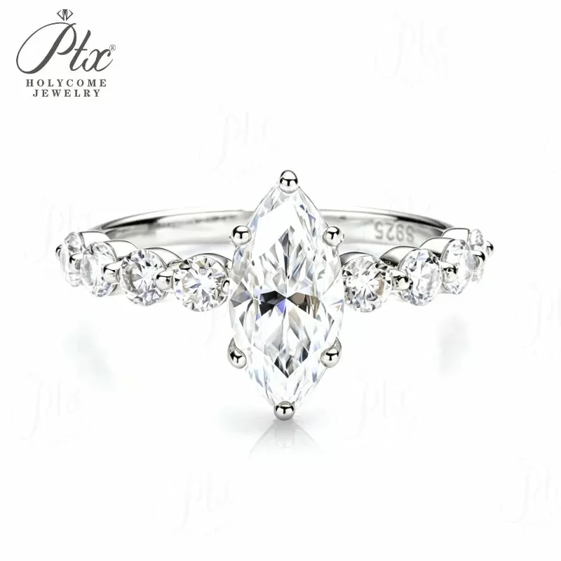 2ct Marquise Moissanite Ring D Color VVS1 925 Sterling Silver GRA - Image 8
