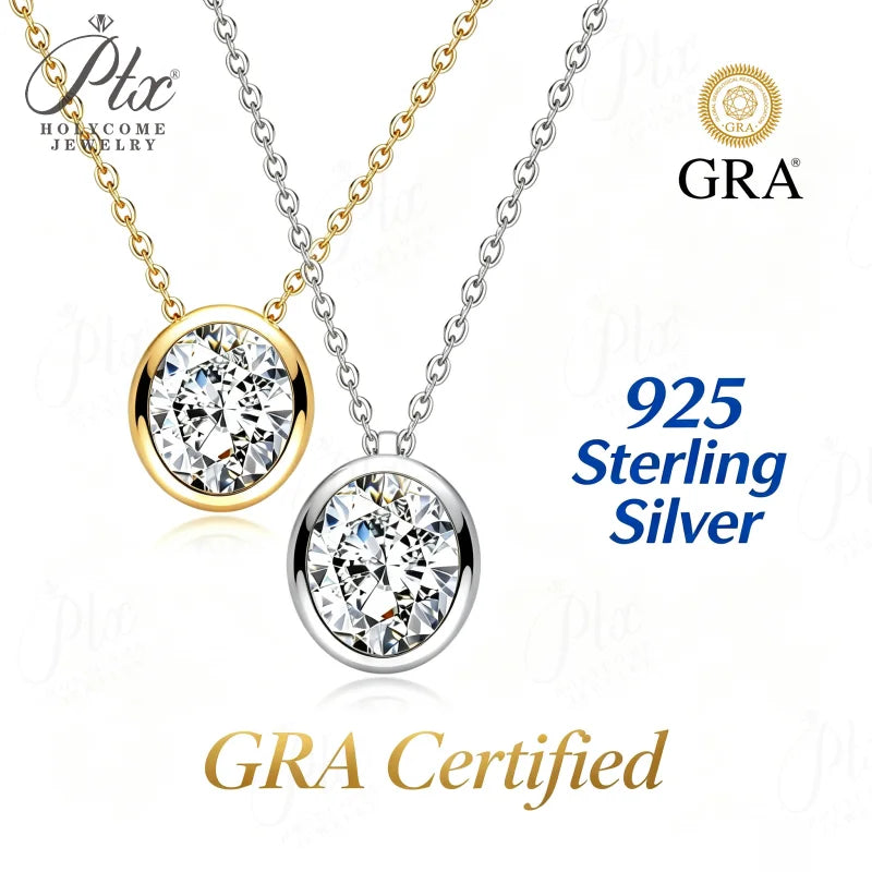 0.5-3ct Round Moissanite Pendant Necklace D Color VVS1 925 Sterling Silver GRA - Image 2