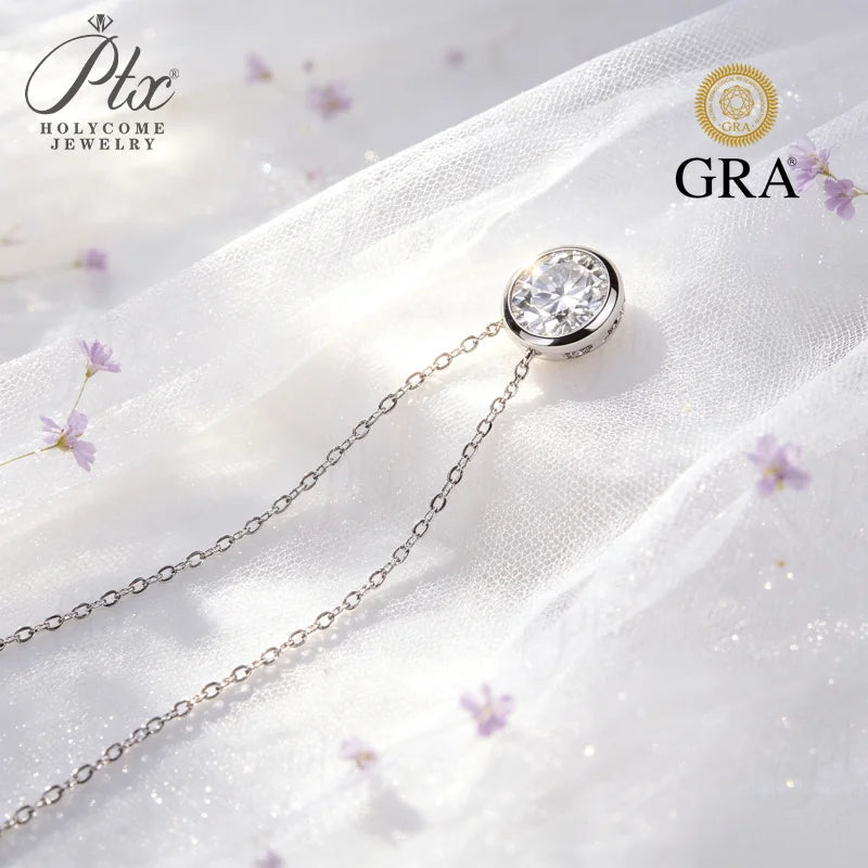 0.5-3ct Round Moissanite Pendant Necklace D Color VVS1 925 Sterling Silver GRA - Image 3