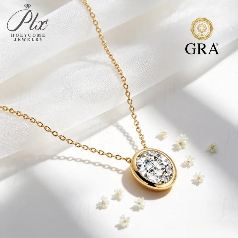 0.5-3ct Round Moissanite Pendant Necklace D Color VVS1 925 Sterling Silver GRA - Image 5