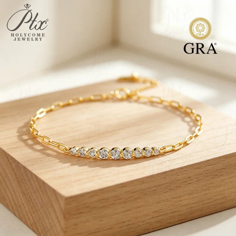 1ct Round Moissanite Bracelet D Color VVS1 925 Sterling Silver GRA