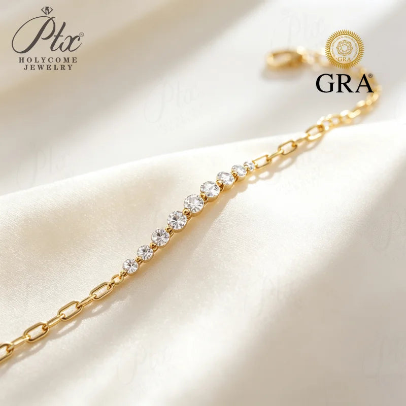 1ct Round Moissanite Bracelet D Color VVS1 925 Sterling Silver GRA - Image 2