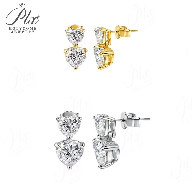 3ct Heart Moissanite Stud Earrings D Color VVS1 925 Sterling Silver GRA - Image 7