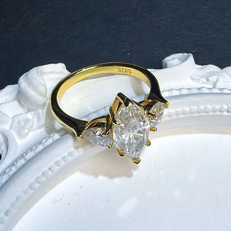 3ct Marquise Moissanite Ring D Color VVS1 925 Sterling Silver GRA - Image 4