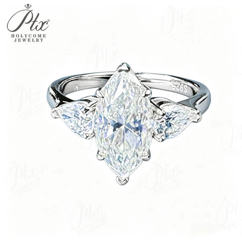 3ct Marquise Moissanite Ring D Color VVS1 925 Sterling Silver GRA - Image 7