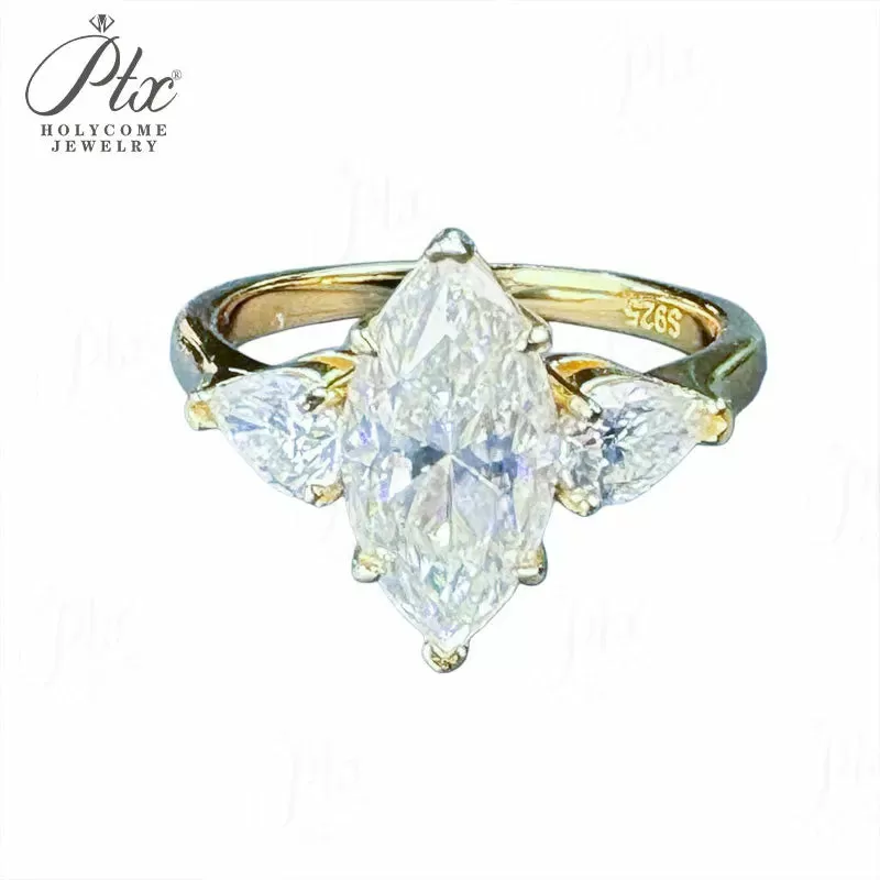 3ct Marquise Moissanite Ring D Color VVS1 925 Sterling Silver GRA - Image 8