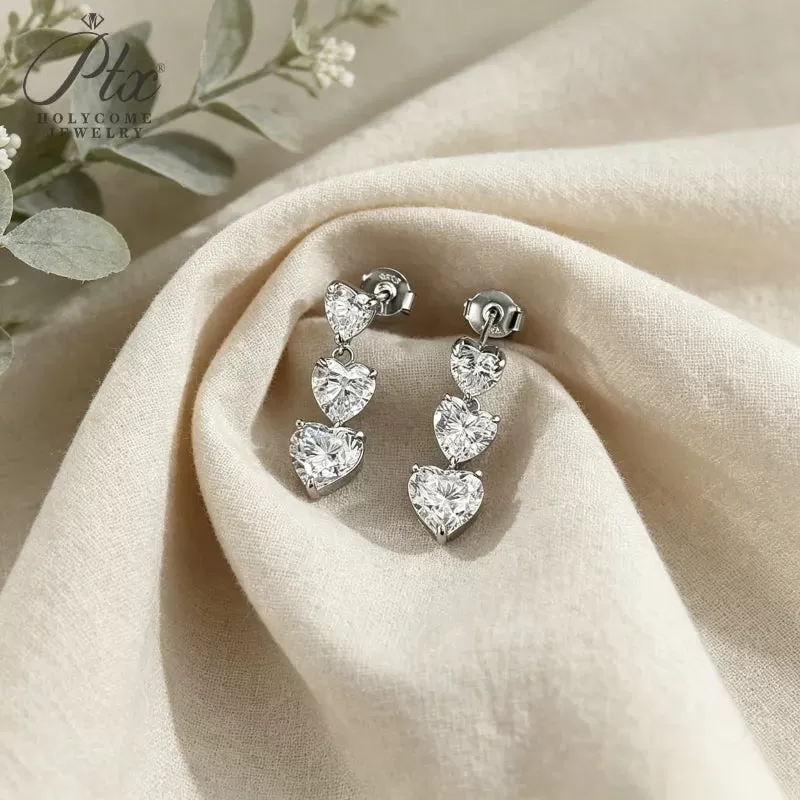 5ct Heart Moissanite Stud Earrings D Color VVS1 925 Sterling Silver GRA - Image 4