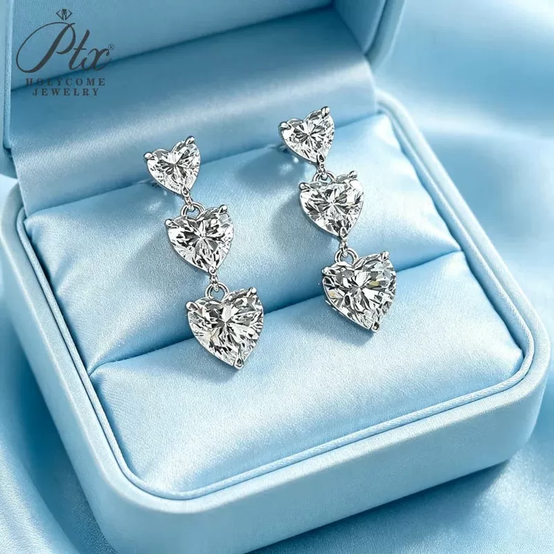 5ct Heart Moissanite Stud Earrings D Color VVS1 925 Sterling Silver GRA - Image 5