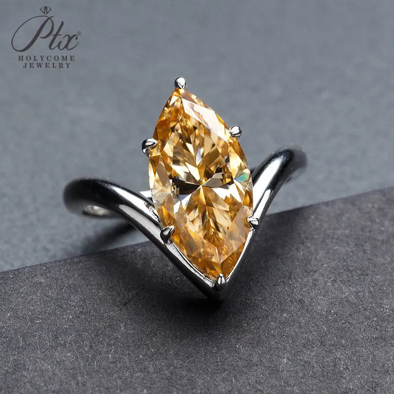 5ct Marquise Moissanite Ring D Color VVS1 925 Sterling Silver GRA - Image 2
