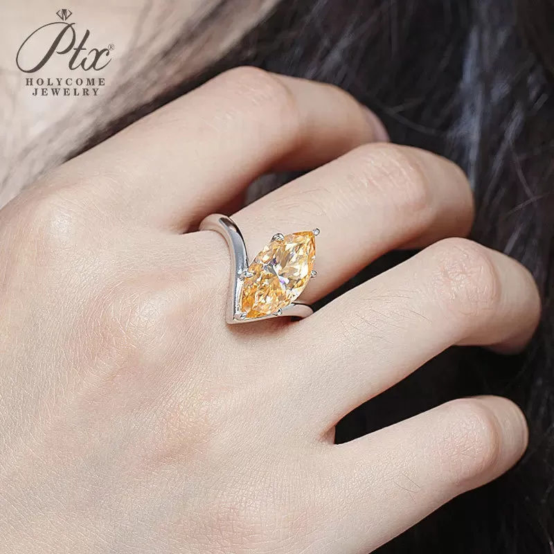 5ct Marquise Moissanite Ring D Color VVS1 925 Sterling Silver GRA - Image 4