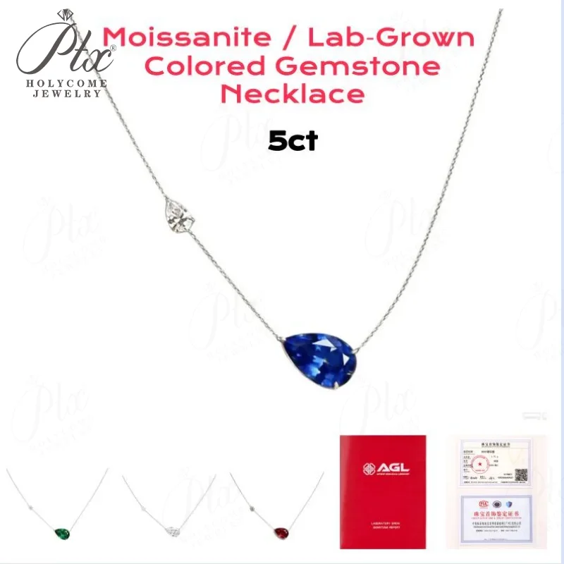 5ct Round Moissanite Pendant Necklace D Color VVS1 925 Sterling Silver GRA - Image 4