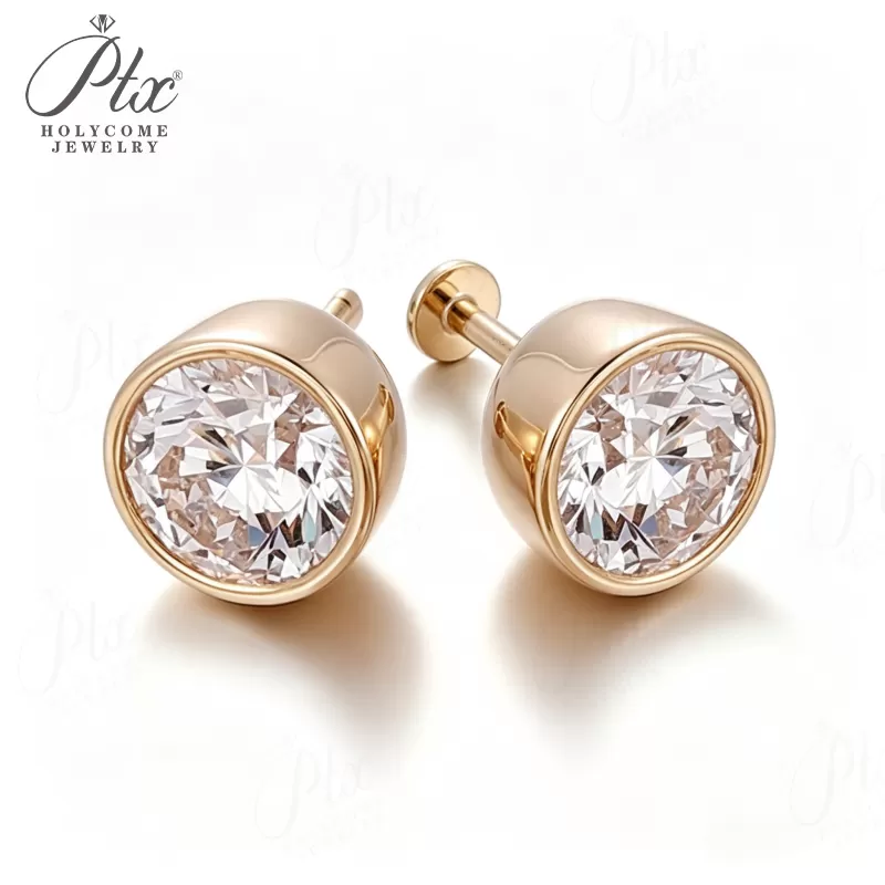0.5ct Round Lab Grown Diamond Stud Earrings D Color VVS1 925 Sterling Silver GRA