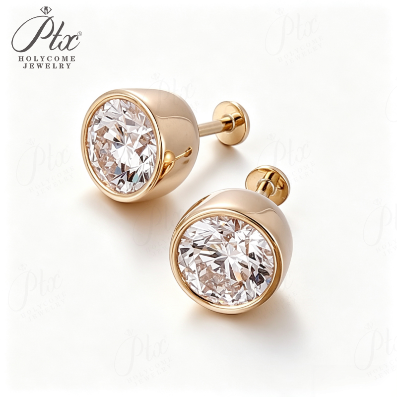 0.5ct Round Lab Grown Diamond Stud Earrings D Color VVS1 925 Sterling Silver GRA - Image 2