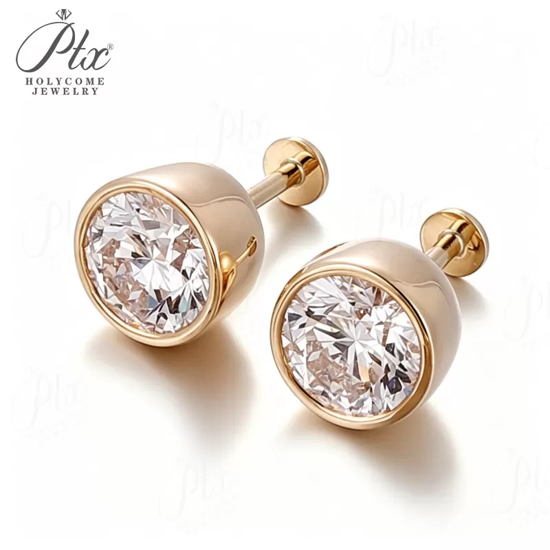 0.5ct Round Lab Grown Diamond Stud Earrings D Color VVS1 925 Sterling Silver GRA - Image 3