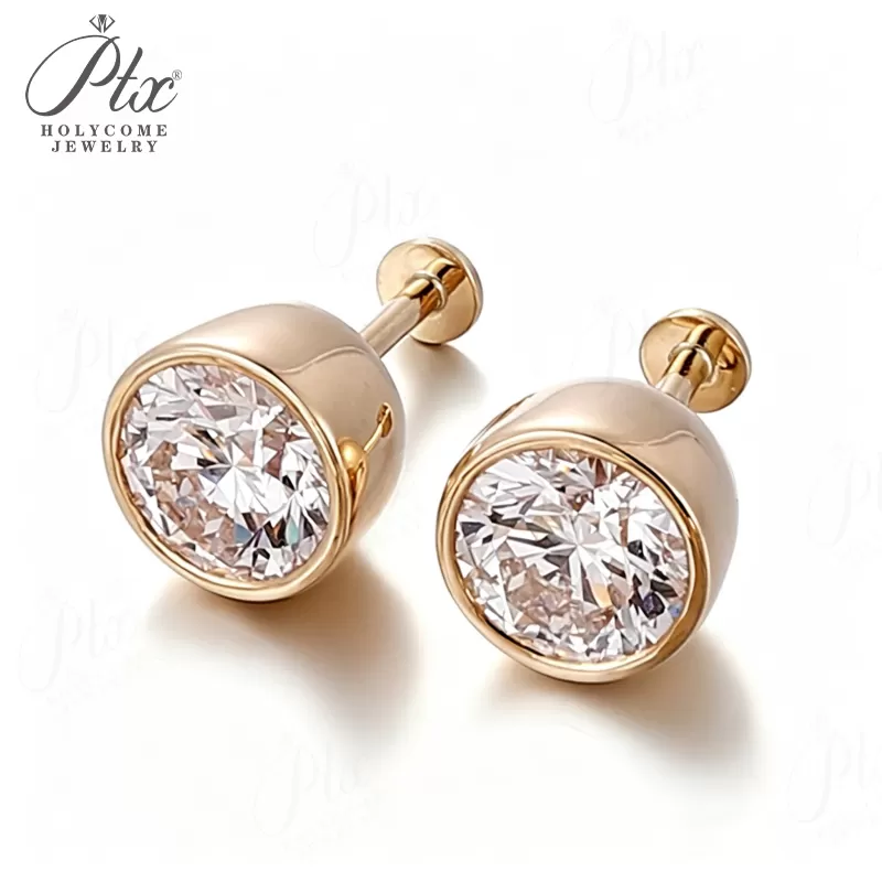 0.5ct Round Lab Grown Diamond Stud Earrings D Color VVS1 925 Sterling Silver GRA - Image 4