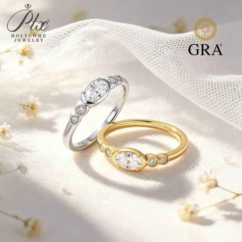 0.5ct Round Moissanite Ring D Color VVS1 925 Sterling Silver GRA - Image 3