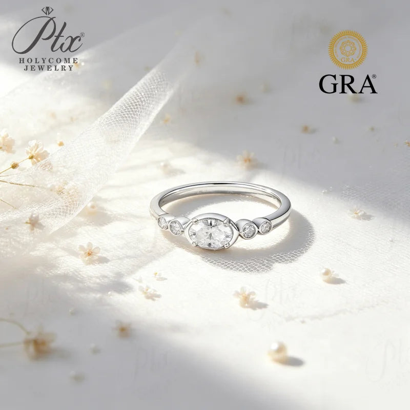 0.5ct Round Moissanite Ring D Color VVS1 925 Sterling Silver GRA - Image 4