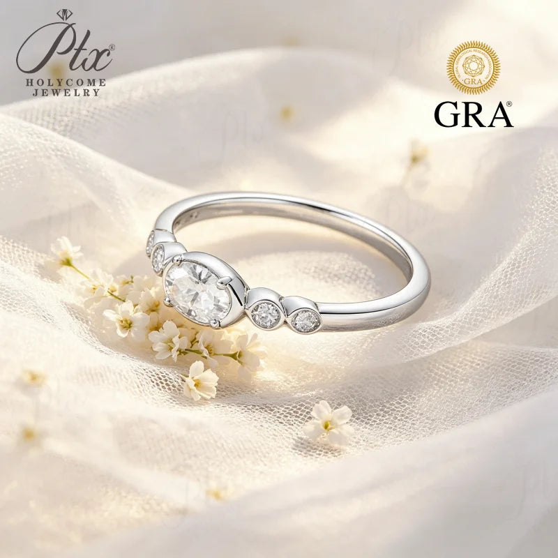 0.5ct Round Moissanite Ring D Color VVS1 925 Sterling Silver GRA - Image 5
