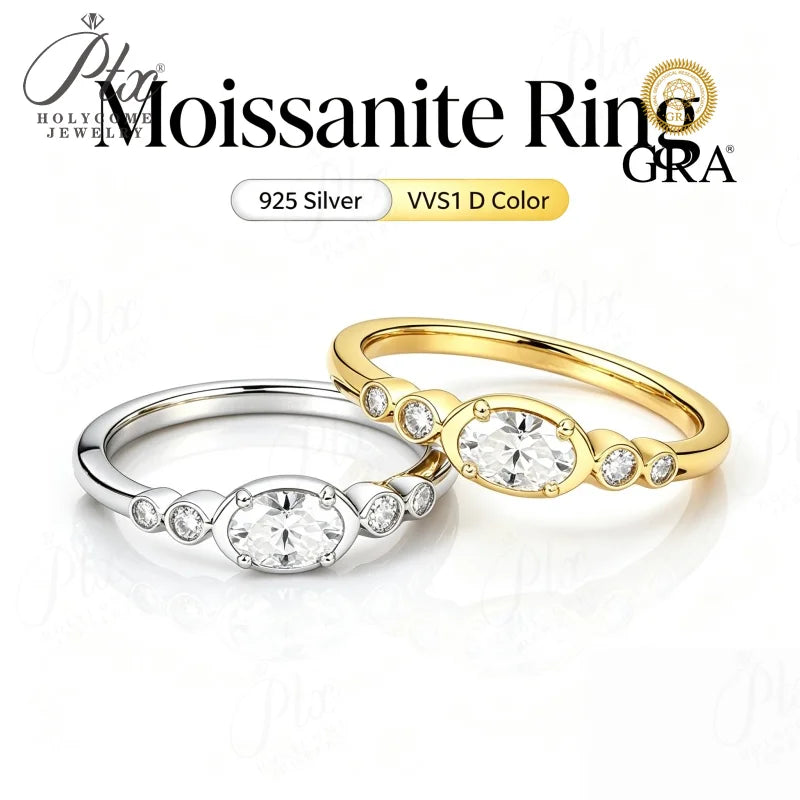 0.5ct Round Moissanite Ring D Color VVS1 925 Sterling Silver GRA - Image 7