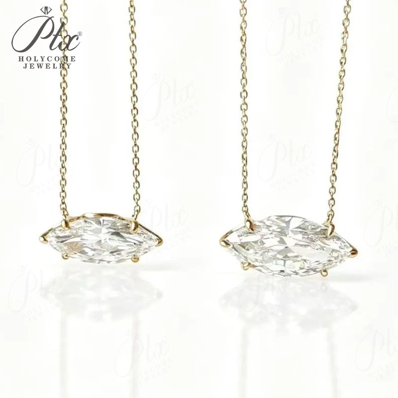 123ct Marquise Lab Grown Diamond Pendant Necklace D Color VVS1 14K Gold Plated IGI - Image 2