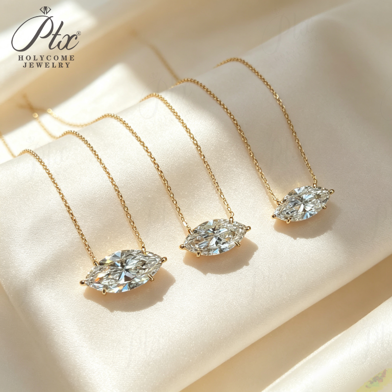 123ct Marquise Lab Grown Diamond Pendant Necklace D Color VVS1 14K Gold Plated IGI - Image 5