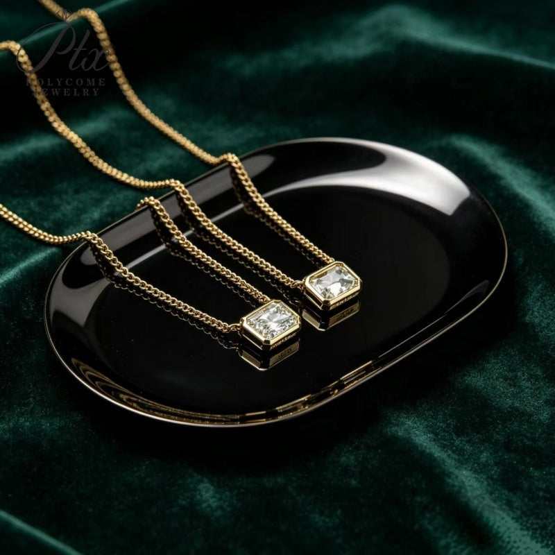 123ct Radiant Lab Grown Diamond Pendant Necklace D Color VVS1 14K Gold Plated IGI - Image 4