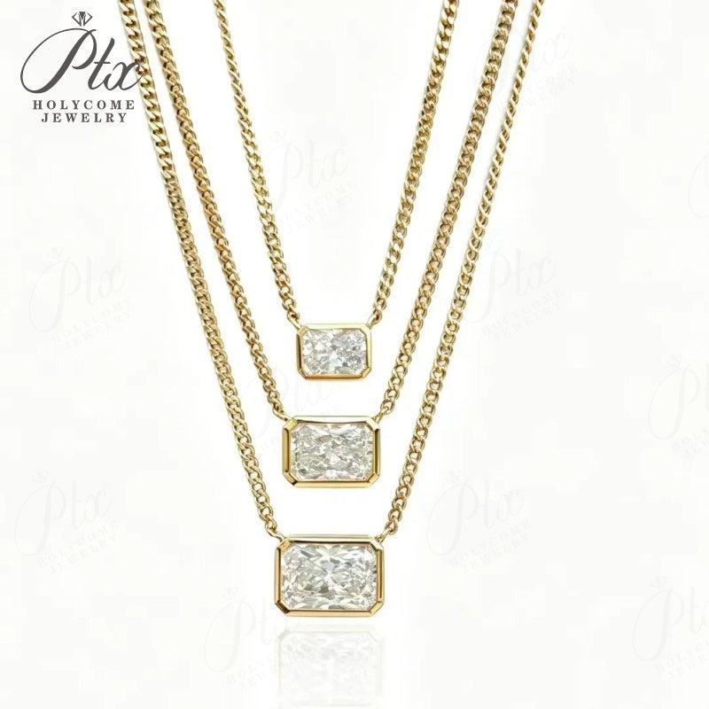 123ct Radiant Lab Grown Diamond Pendant Necklace D Color VVS1 14K Gold Plated IGI - Image 6
