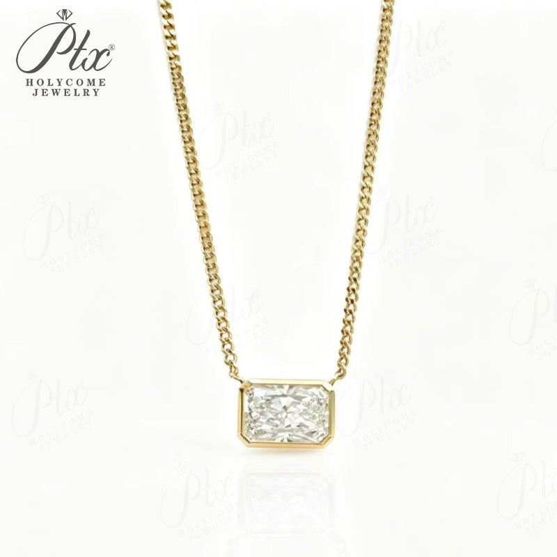 123ct Radiant Lab Grown Diamond Pendant Necklace D Color VVS1 14K Gold Plated IGI - Image 7