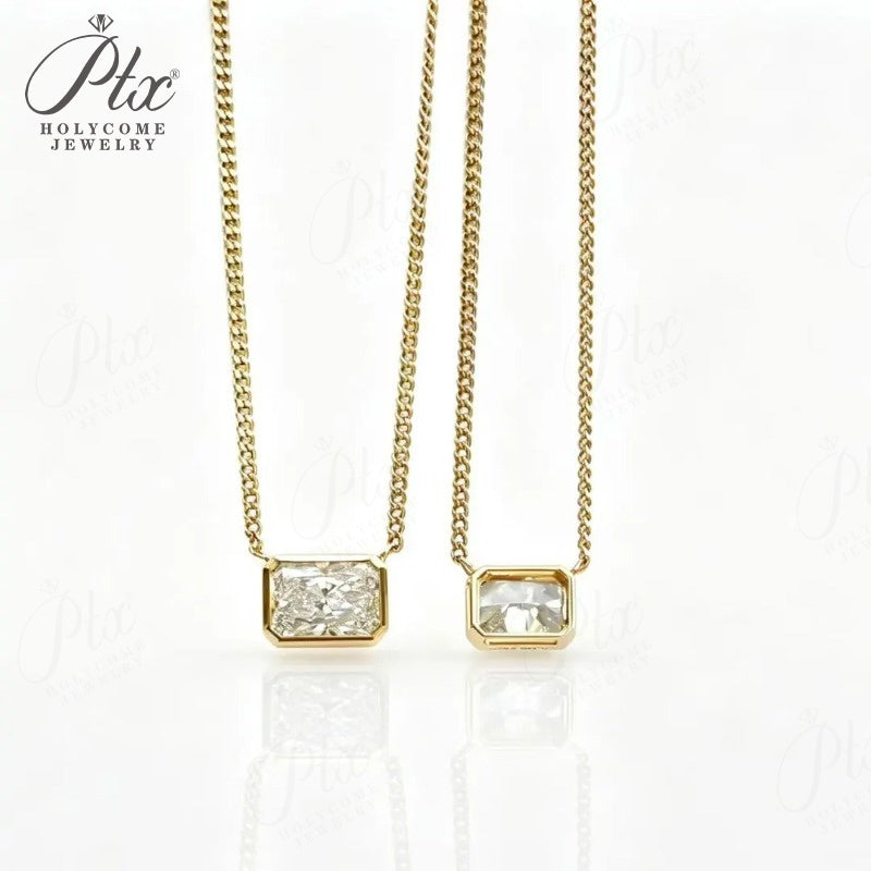 123ct Radiant Lab Grown Diamond Pendant Necklace D Color VVS1 14K Gold Plated IGI - Image 8