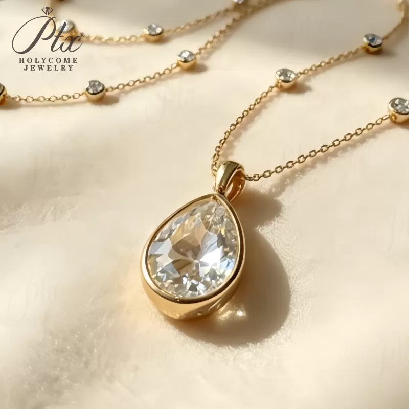 1ct Round Lab Grown Diamond Pendant Necklace D Color VVS1 14K Gold Plated IGI - Image 4