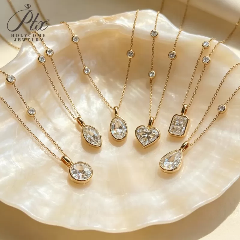 1ct Round Lab Grown Diamond Pendant Necklace D Color VVS1 14K Gold Plated IGI - Image 5
