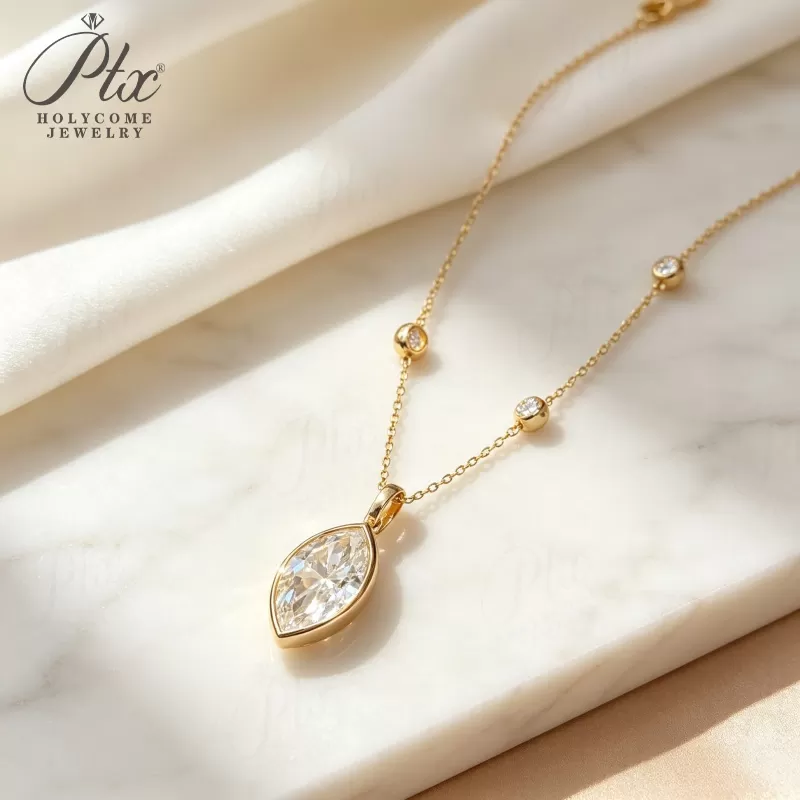 1ct Round Lab Grown Diamond Pendant Necklace D Color VVS1 14K Gold Plated IGI - Image 6
