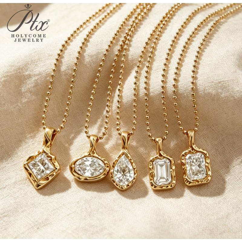 1ct Emerald Lab Grown Diamond Pendant Necklace D Color VVS1 14K Gold Plated IGI