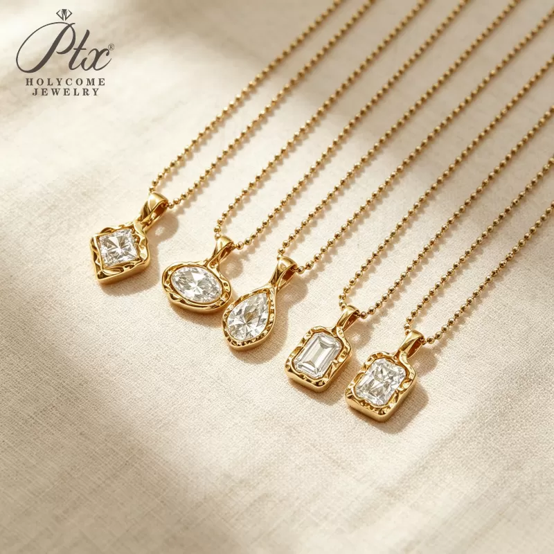 1ct Emerald Lab Grown Diamond Pendant Necklace D Color VVS1 14K Gold Plated IGI - Image 2