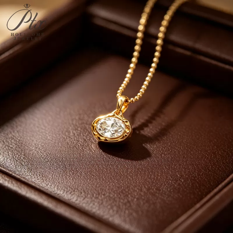 1ct Emerald Lab Grown Diamond Pendant Necklace D Color VVS1 14K Gold Plated IGI - Image 4