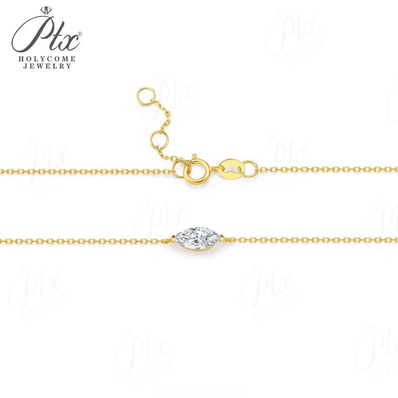 0.3ct Marquise Moissanite Pendant Necklace D Color VVS1 14K Gold Plated IGI - Image 11
