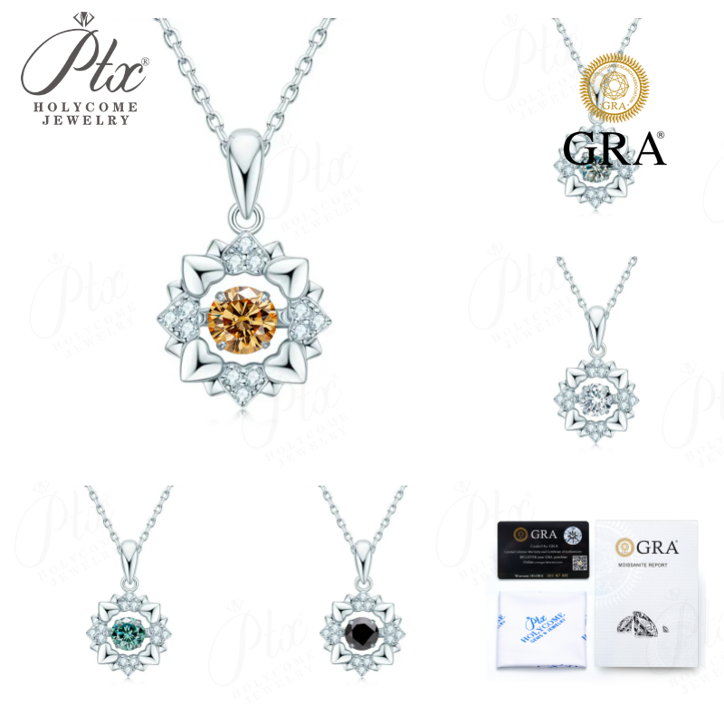 0.5ct Round Moissanite Pendant Necklace D Color VVS1 925 Sterling Silver GRA