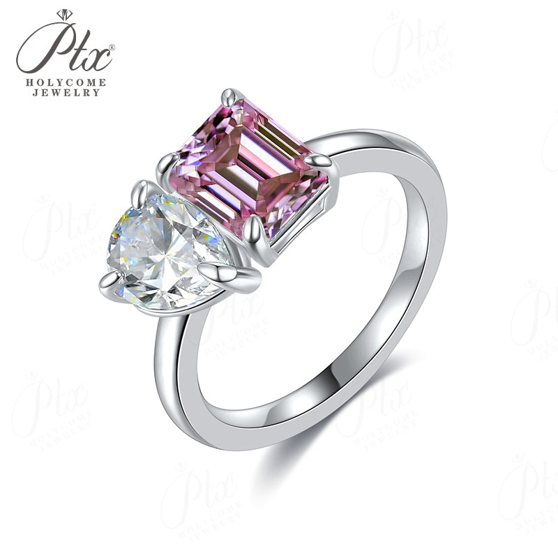 1ct Emerald Moissanite Ring D Color VVS1 925 Sterling Silver GRA - Image 2