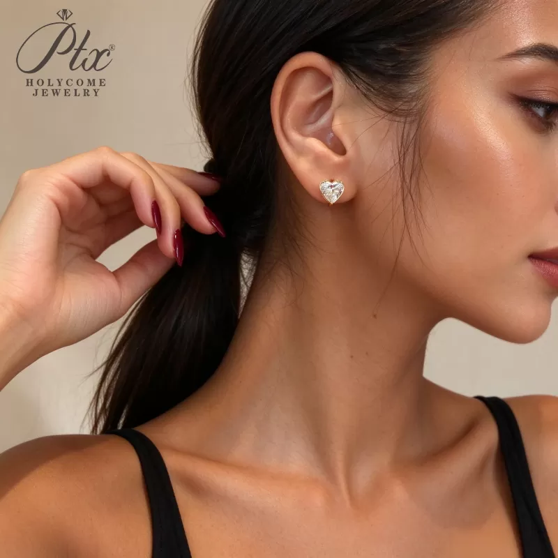 1ct Round Lab Grown Diamond Stud Earrings D Color VVS1 14K Gold Plated GRA - Image 7