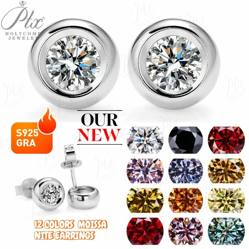 0.5ct Round Moissanite Stud Earrings D Color VVS1 925 Sterling Silver GRA