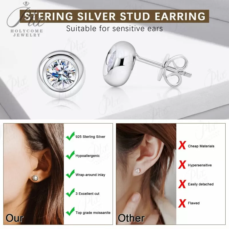0.5ct Round Moissanite Stud Earrings D Color VVS1 925 Sterling Silver GRA - Image 6
