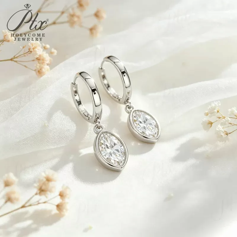1-2ct Marquise Moissanite Stud Earrings D Color VVS1 925 Sterling Silver GRA - Image 3