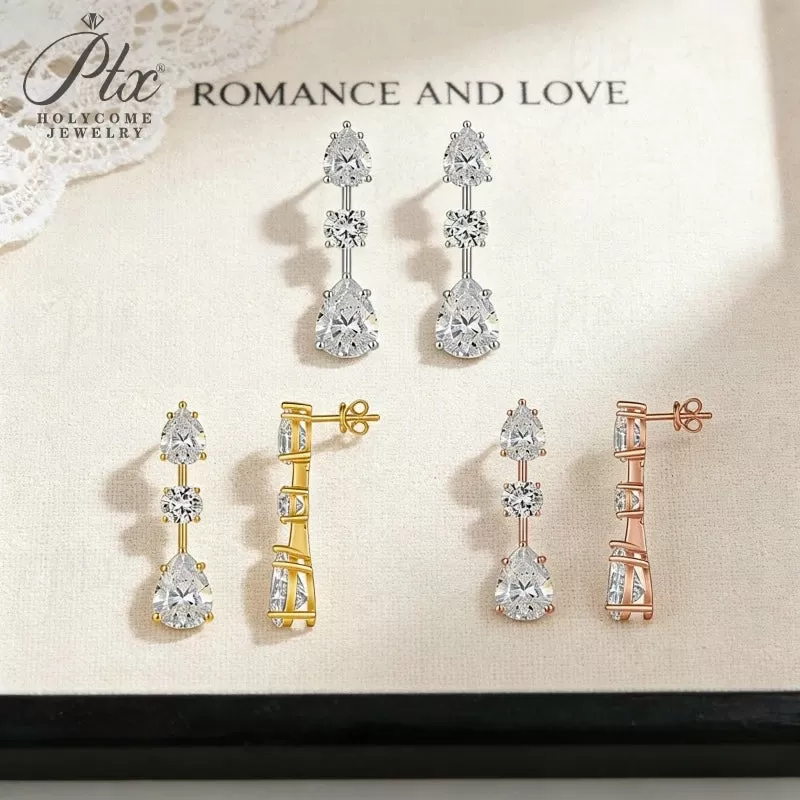 2-8ct Round Moissanite Stud Earrings D Color VVS1 925 Sterling Silver GRA - Image 2