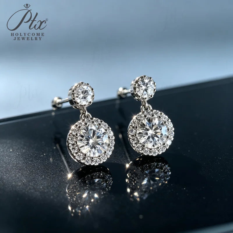 2ct Round Moissanite Stud Earrings D Color VVS1 925 Sterling Silver GRA - Image 3