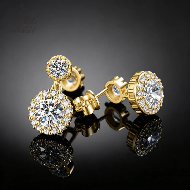 2ct Round Moissanite Stud Earrings D Color VVS1 925 Sterling Silver GRA - Image 5